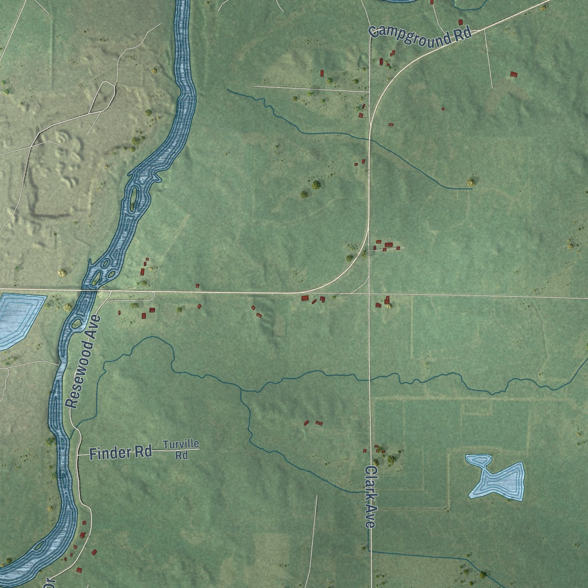 Second close-up of the map of Levis, Wisconsin print showing more streets and buildings