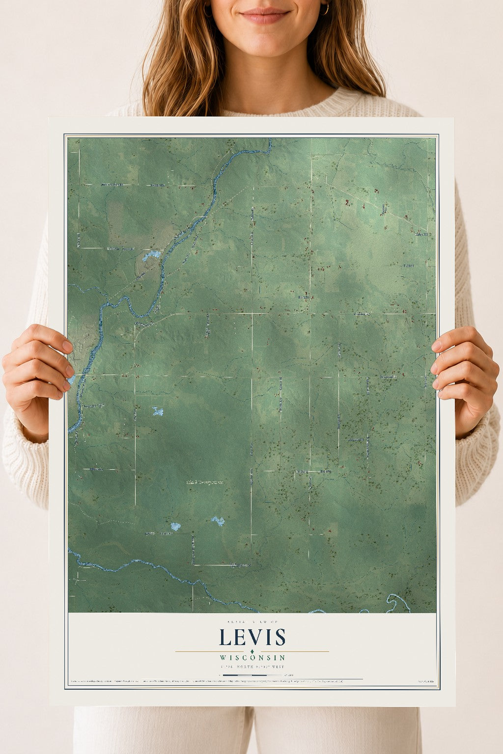 Map of Levis, Wisconsin, 18 x 24 inch unframed archival matte print