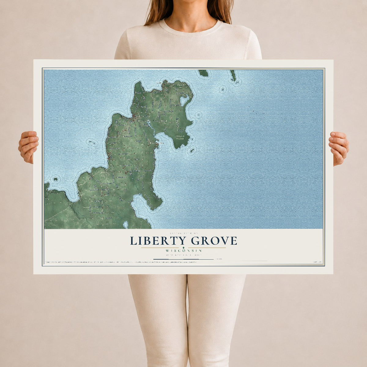 Map of Liberty Grove, Wisconsin, 24 x 36 inch unframed archival matte print