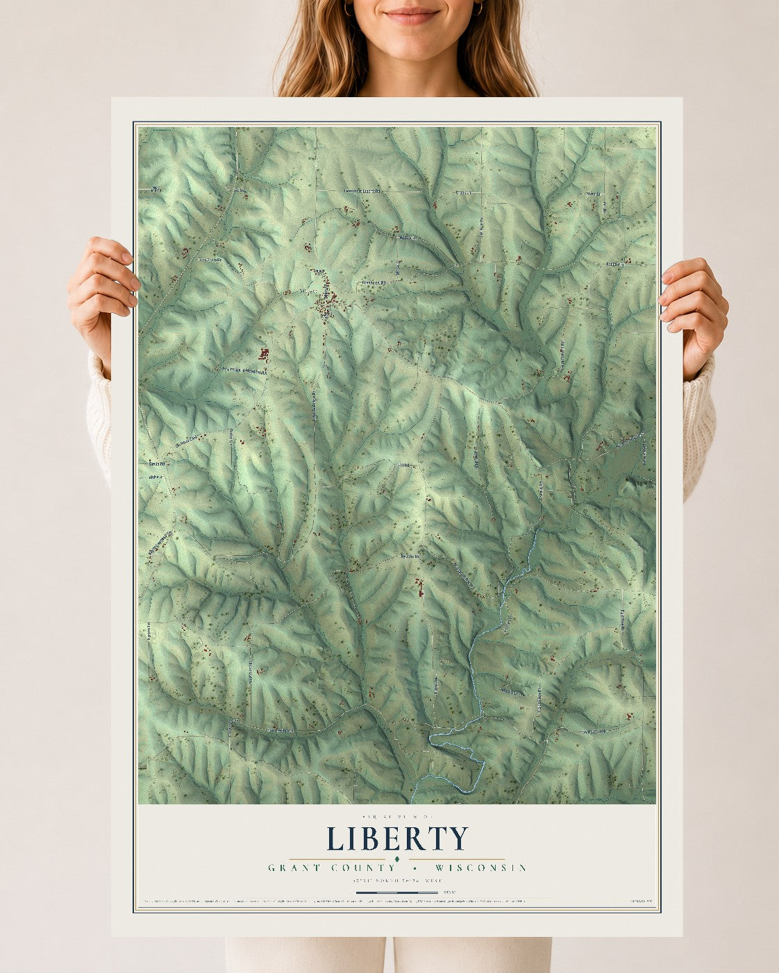 Map of Liberty, Grant County, Wisconsin, 24 x 36 inch unframed archival matte print