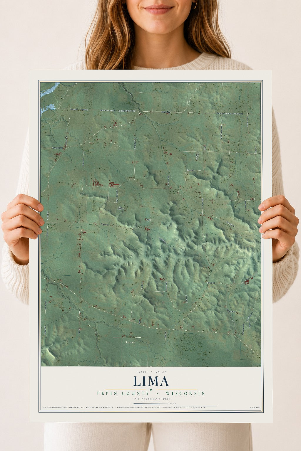 Map of Lima, Pepin County, Wisconsin, 18 x 24 inch unframed archival matte print