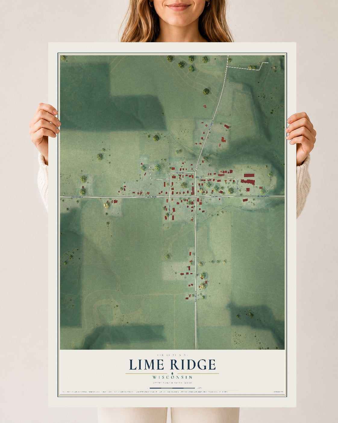 Map of Lime Ridge, Wisconsin, 24 x 36 inch unframed archival matte print