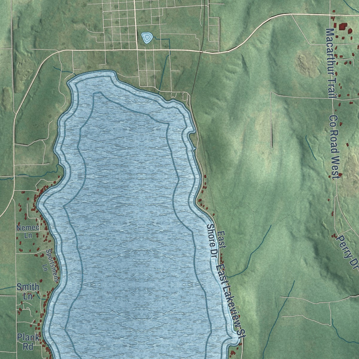Close-up of the map of Lincoln, Forest County, Wisconsin print showing street and building detail