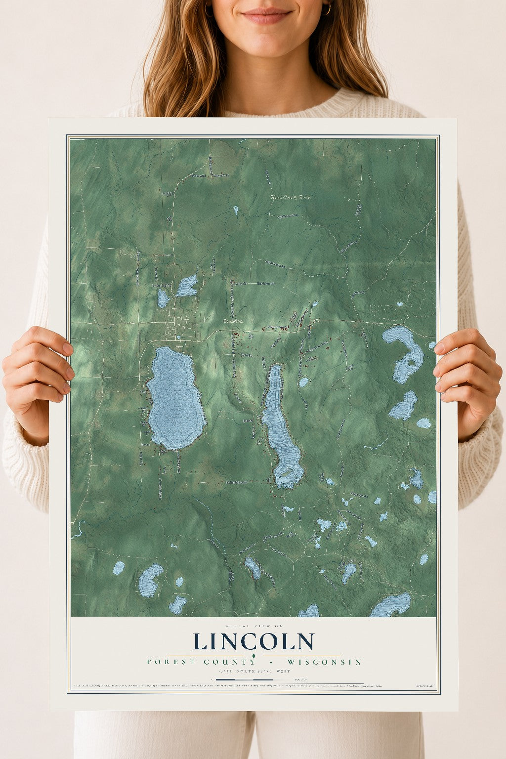 Map of Lincoln, Forest County, Wisconsin, 18 x 24 inch unframed archival matte print
