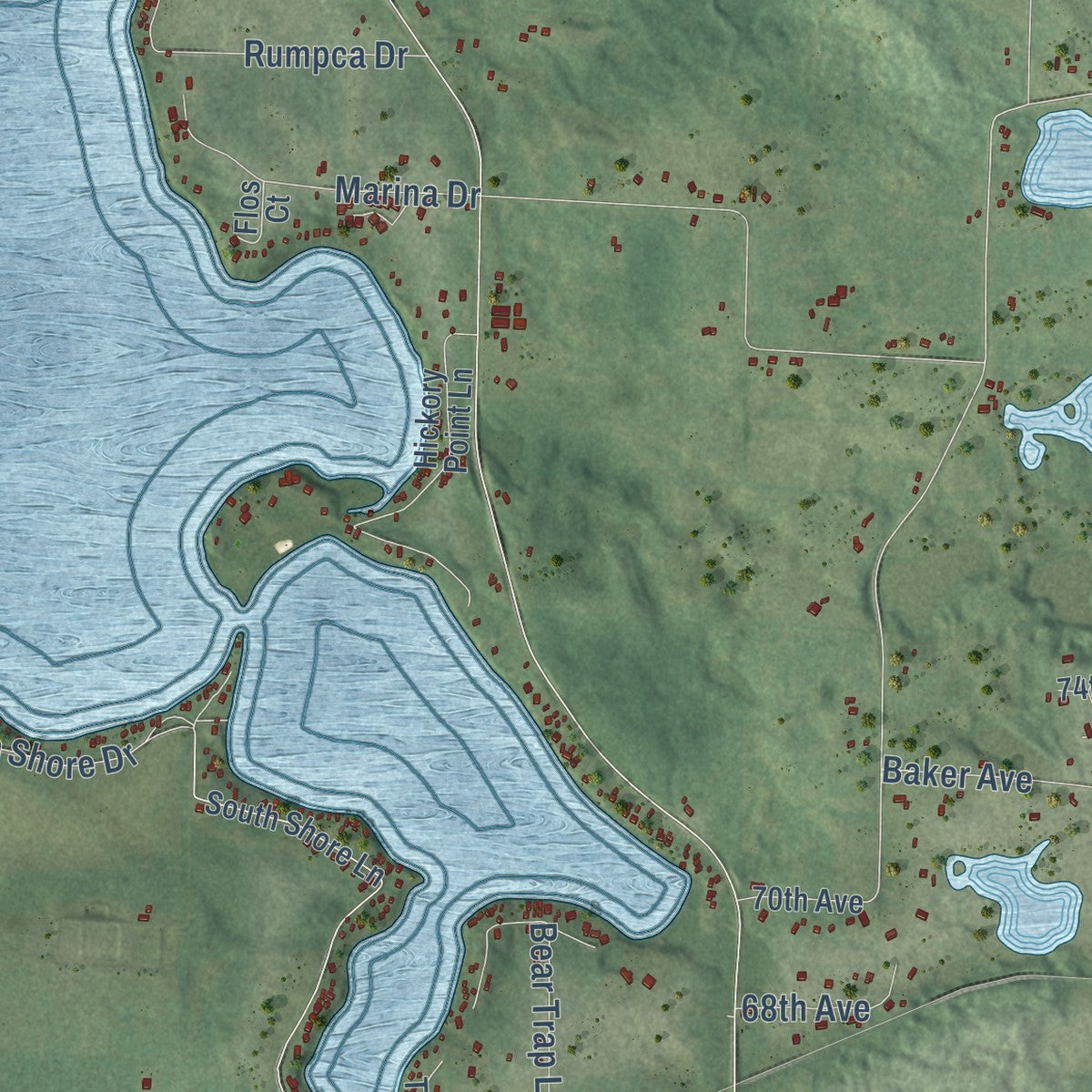 Second close-up of the map of Lincoln, Polk County, Wisconsin print showing more streets and buildings