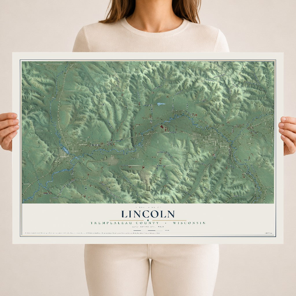 Map of Lincoln, Trempealeau County, Wisconsin, 18 x 24 inch unframed archival matte print