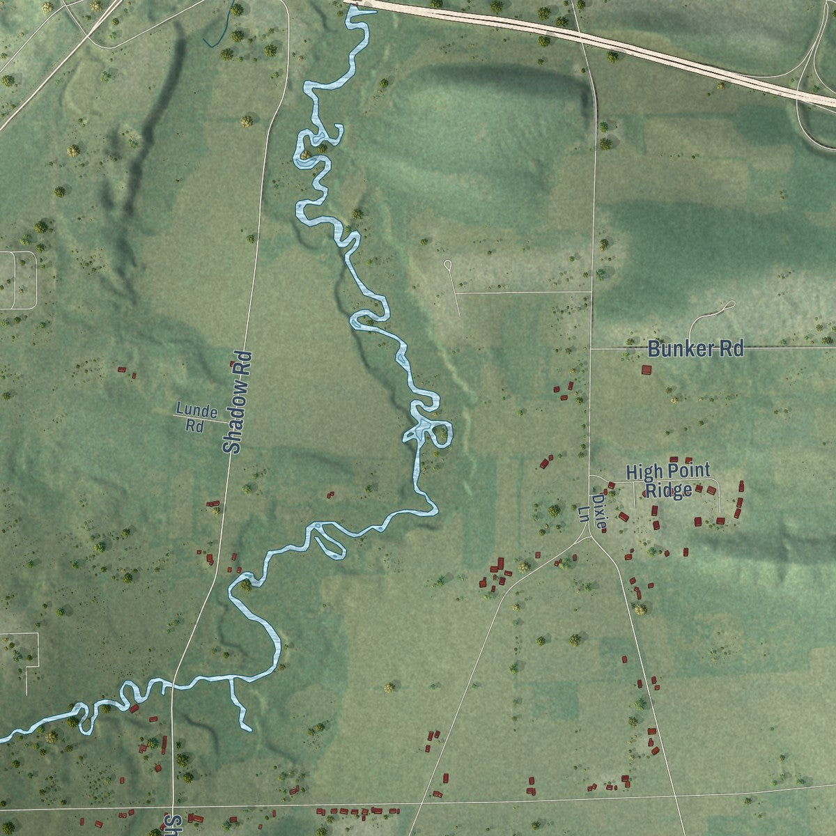 Close-up of the map of Lind, Wisconsin print showing street and building detail