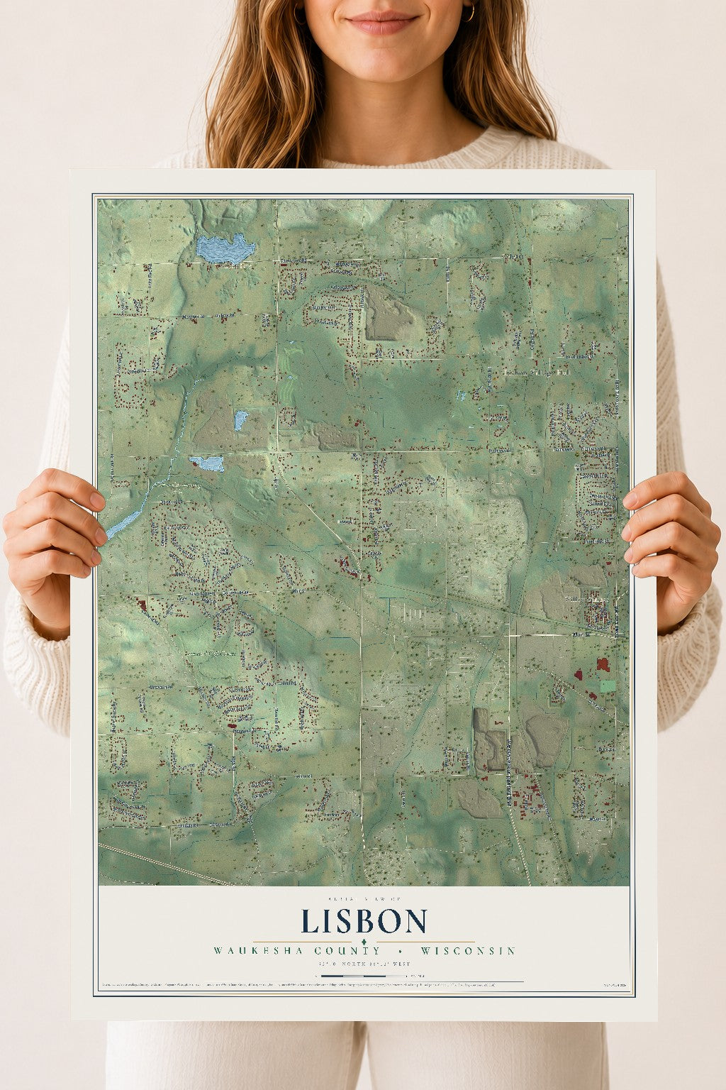 Map of Lisbon, Waukesha County, Wisconsin, 18 x 24 inch unframed archival matte print