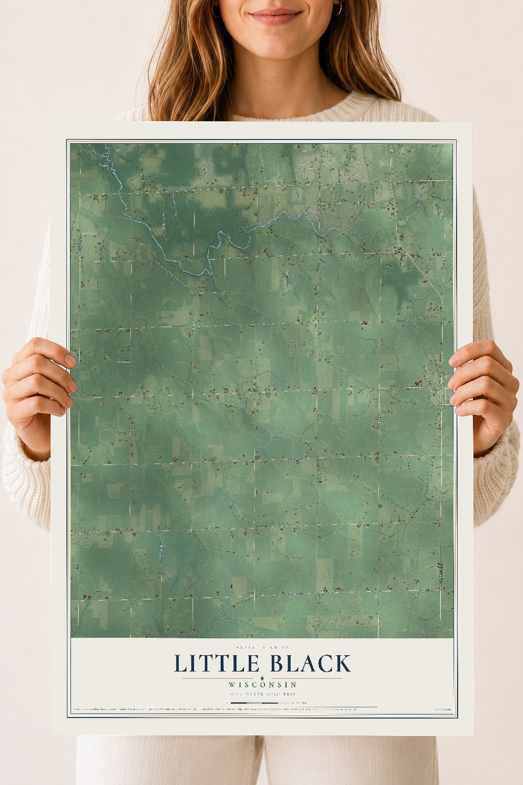 Map of Little Black, Wisconsin, 18 x 24 inch unframed archival matte print