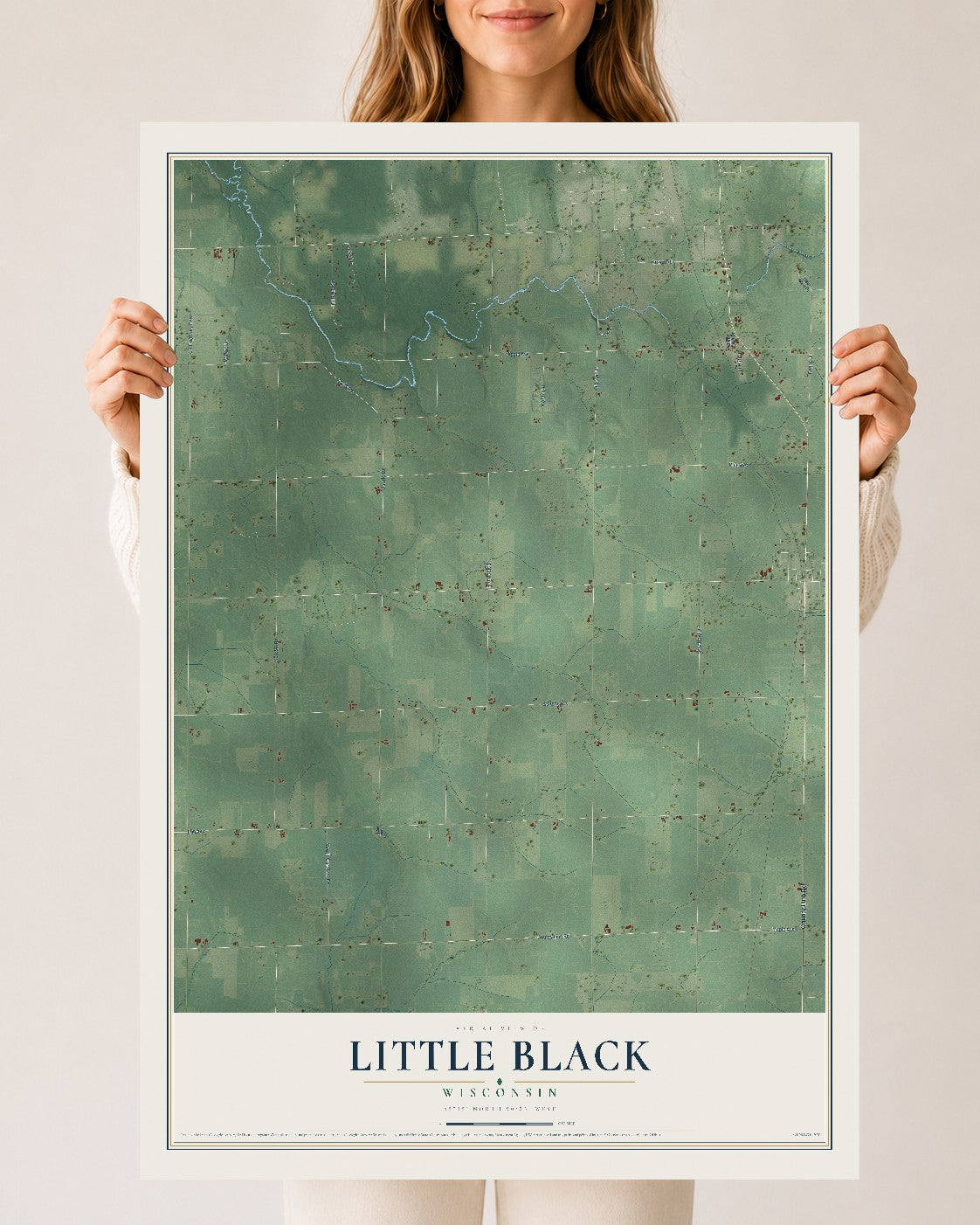 Map of Little Black, Wisconsin, 24 x 36 inch unframed archival matte print