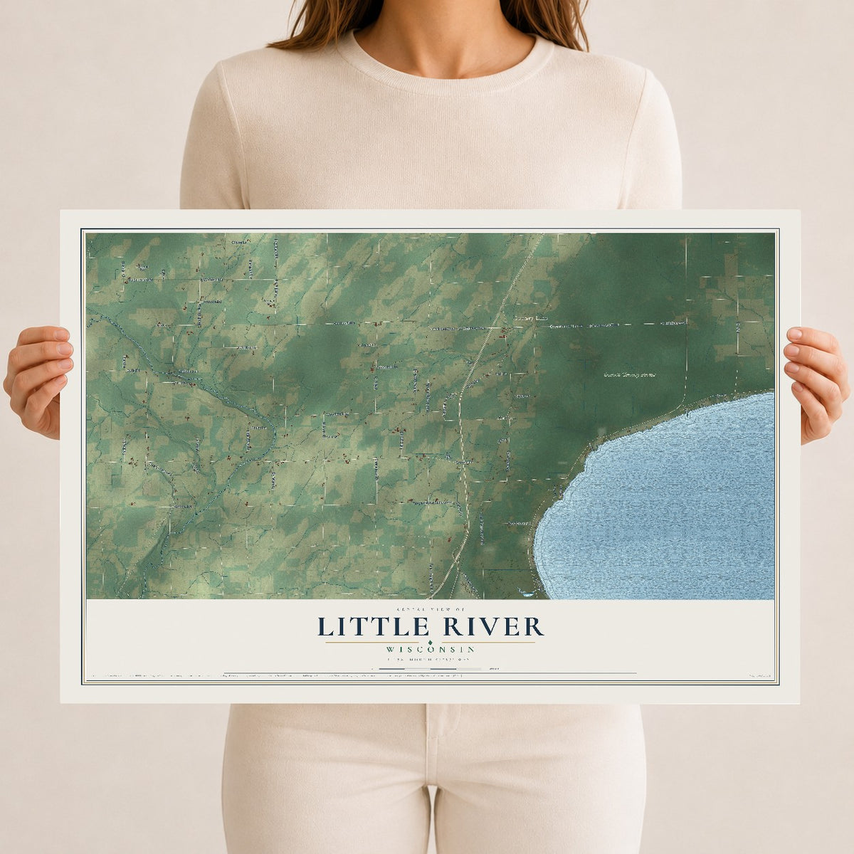 Map of Little River, Wisconsin, 12 x 18 inch unframed archival matte print