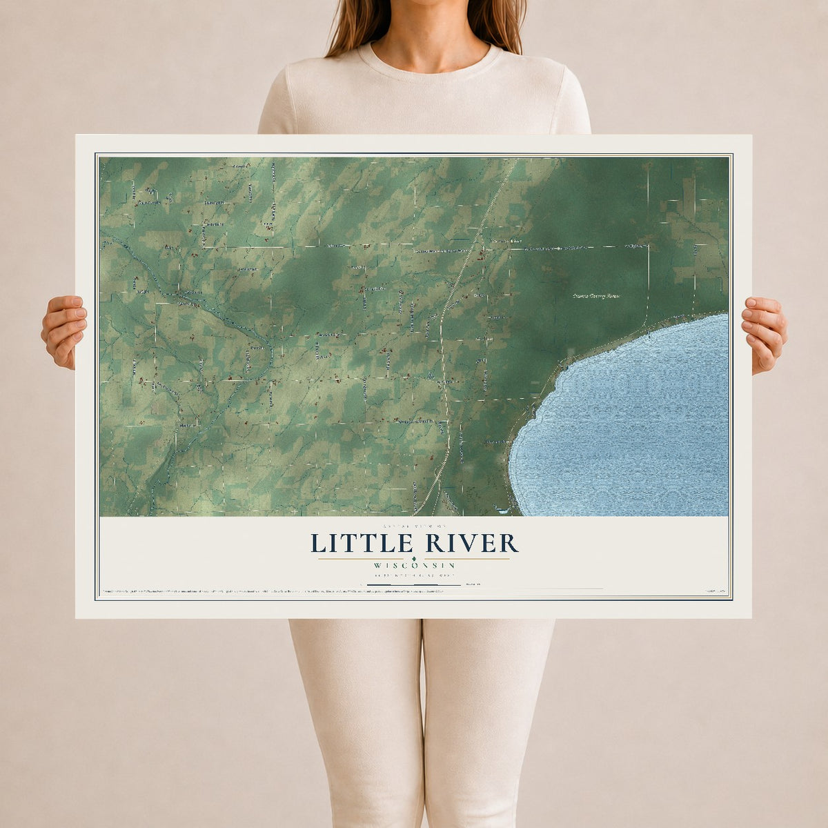 Map of Little River, Wisconsin, 24 x 36 inch unframed archival matte print