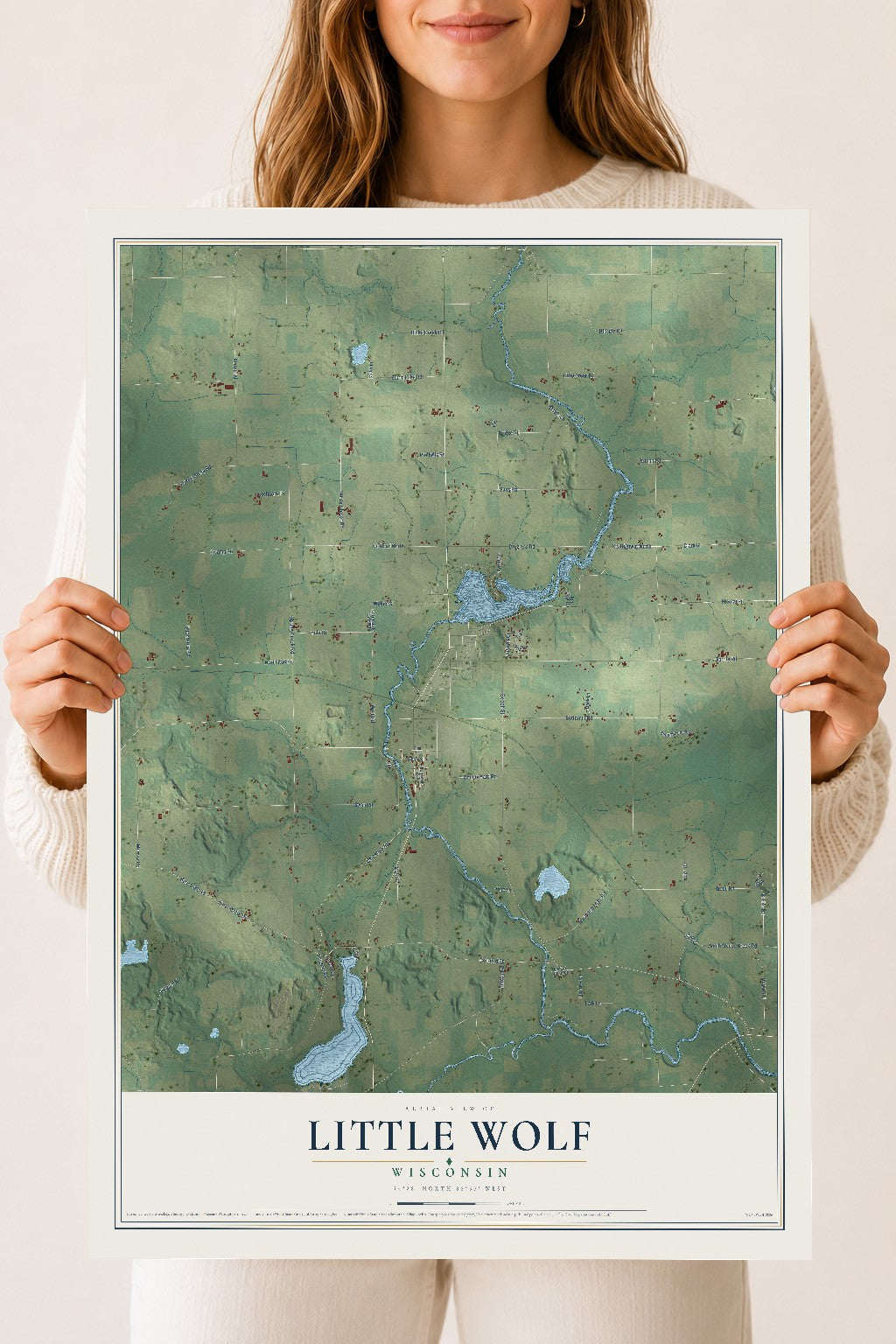 Map of Little Wolf, Wisconsin, 18 x 24 inch unframed archival matte print