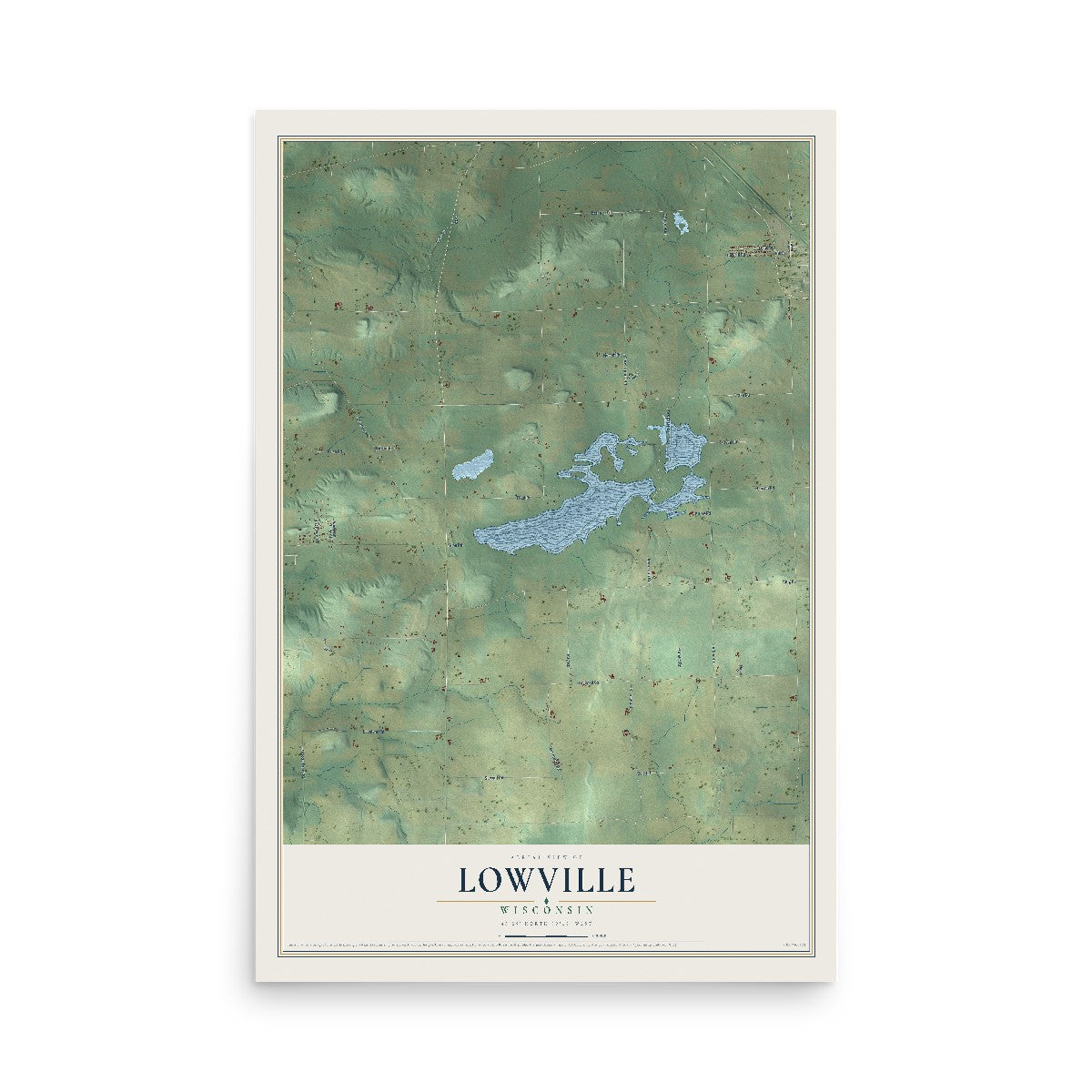Map of Lowville, Wisconsin, 12 x 18 inch unframed archival matte print