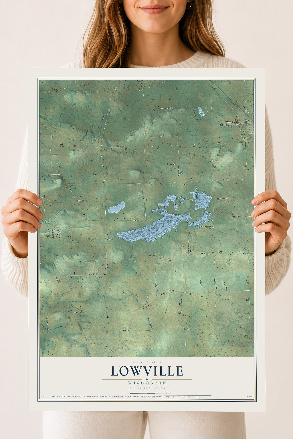 Map of Lowville, Wisconsin, 18 x 24 inch unframed archival matte print