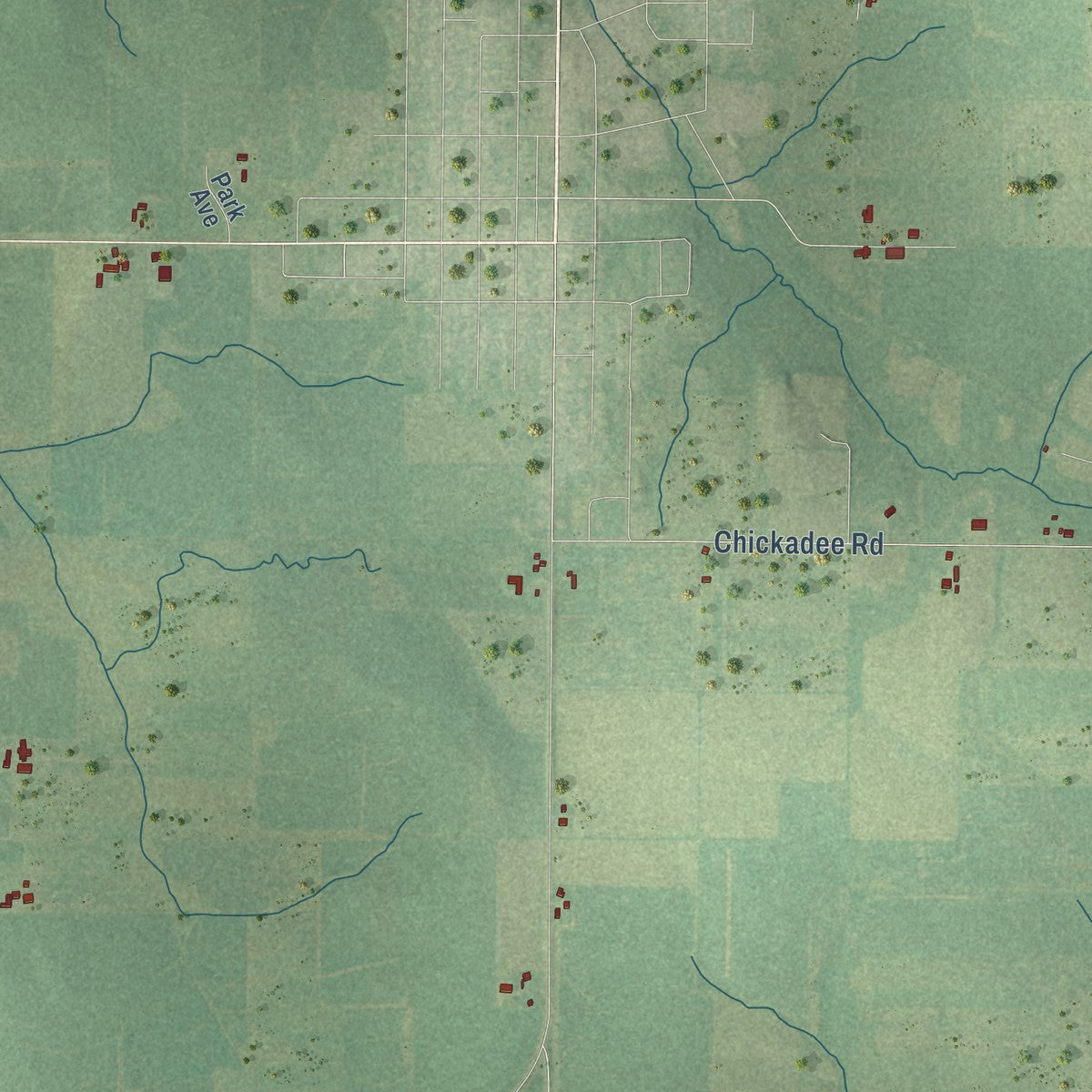 Close-up of the map of the Town of Loyal, Wisconsin print showing street and building detail