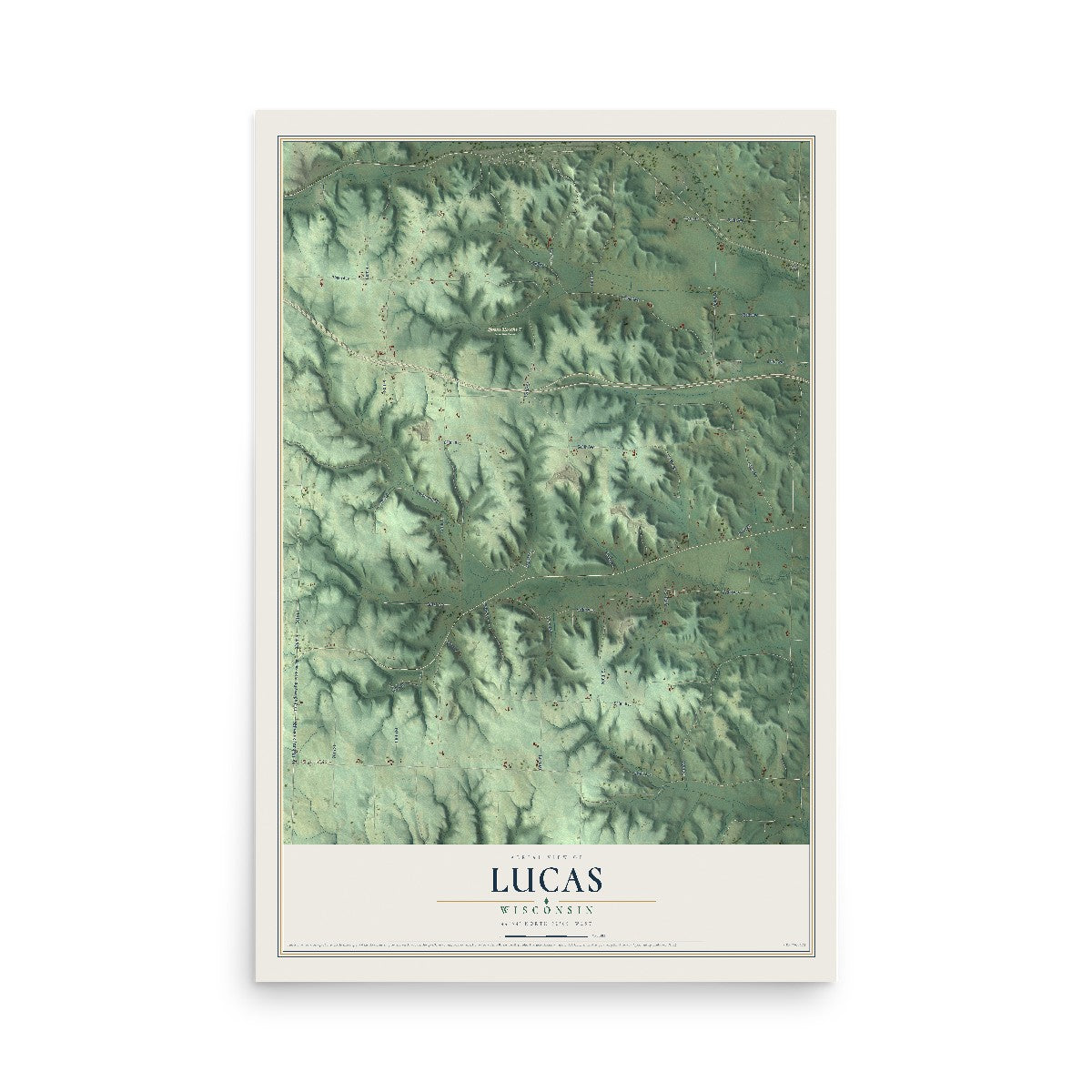 Map of Lucas, Wisconsin, 12 x 18 inch unframed archival matte print