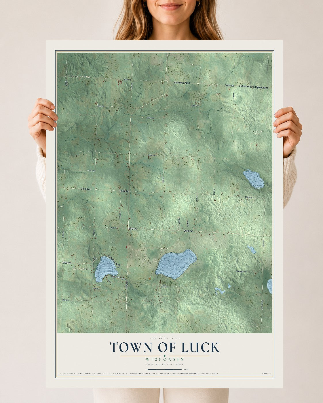 Map of the Town of Luck, Wisconsin, 24 x 36 inch unframed archival matte print