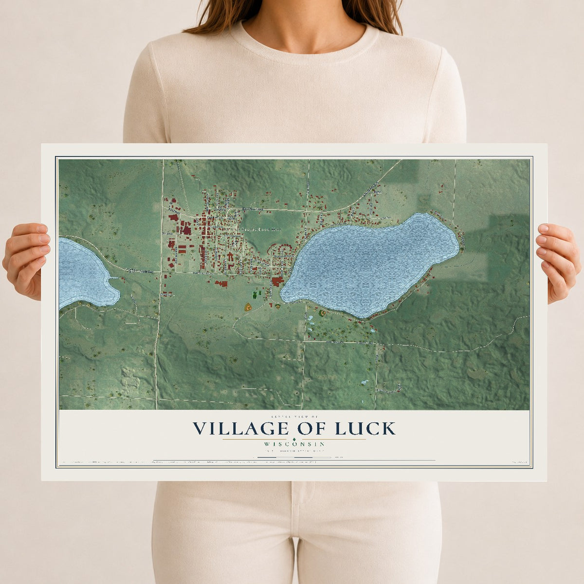 Map of Luck, Wisconsin, 12 x 18 inch unframed archival matte print