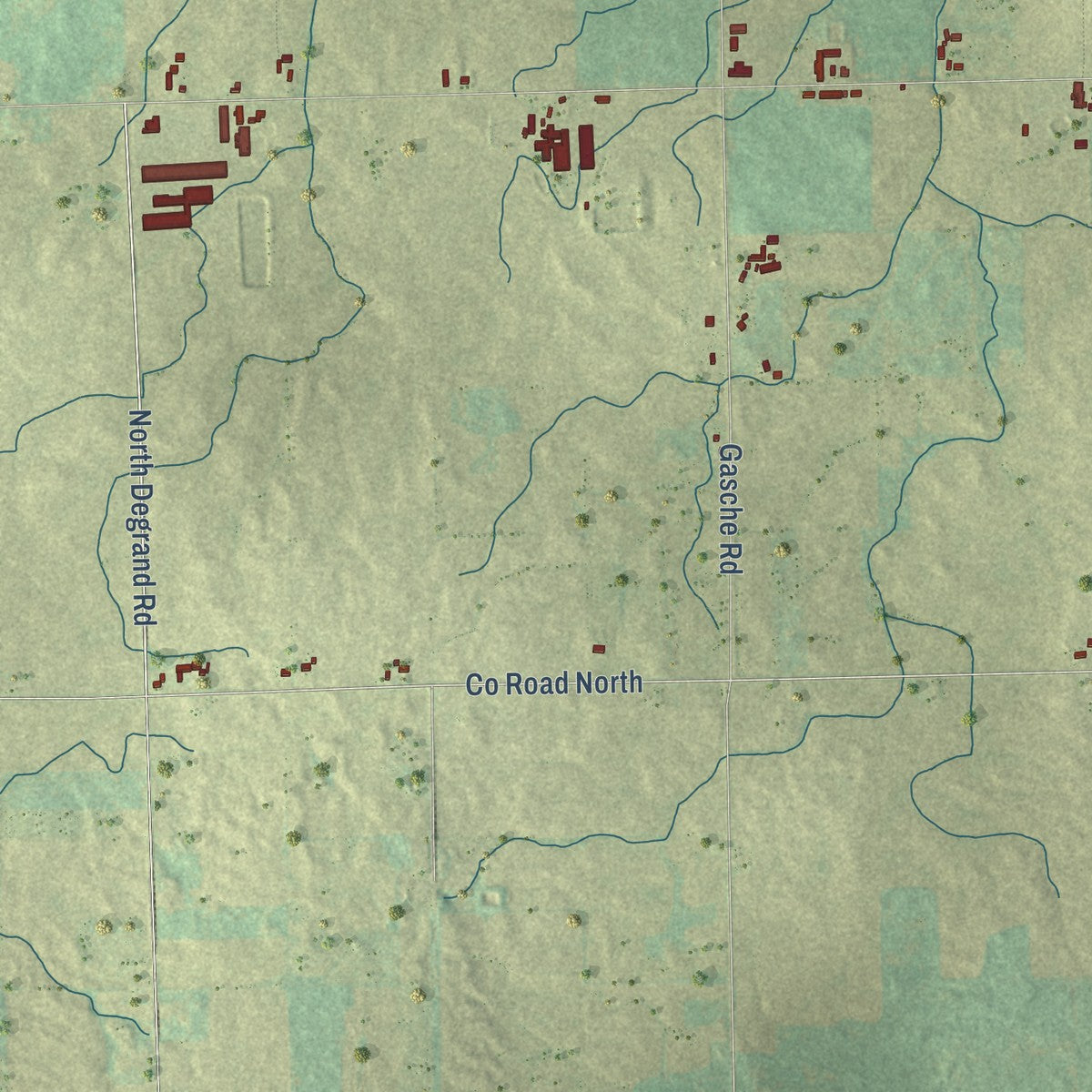 Close-up of the map of the Town of Luxemburg, Wisconsin print showing street and building detail
