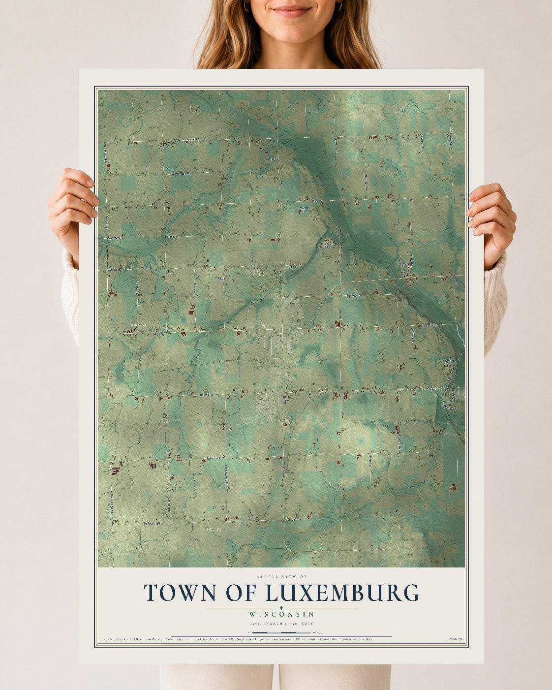 Map of the Town of Luxemburg, Wisconsin, 24 x 36 inch unframed archival matte print