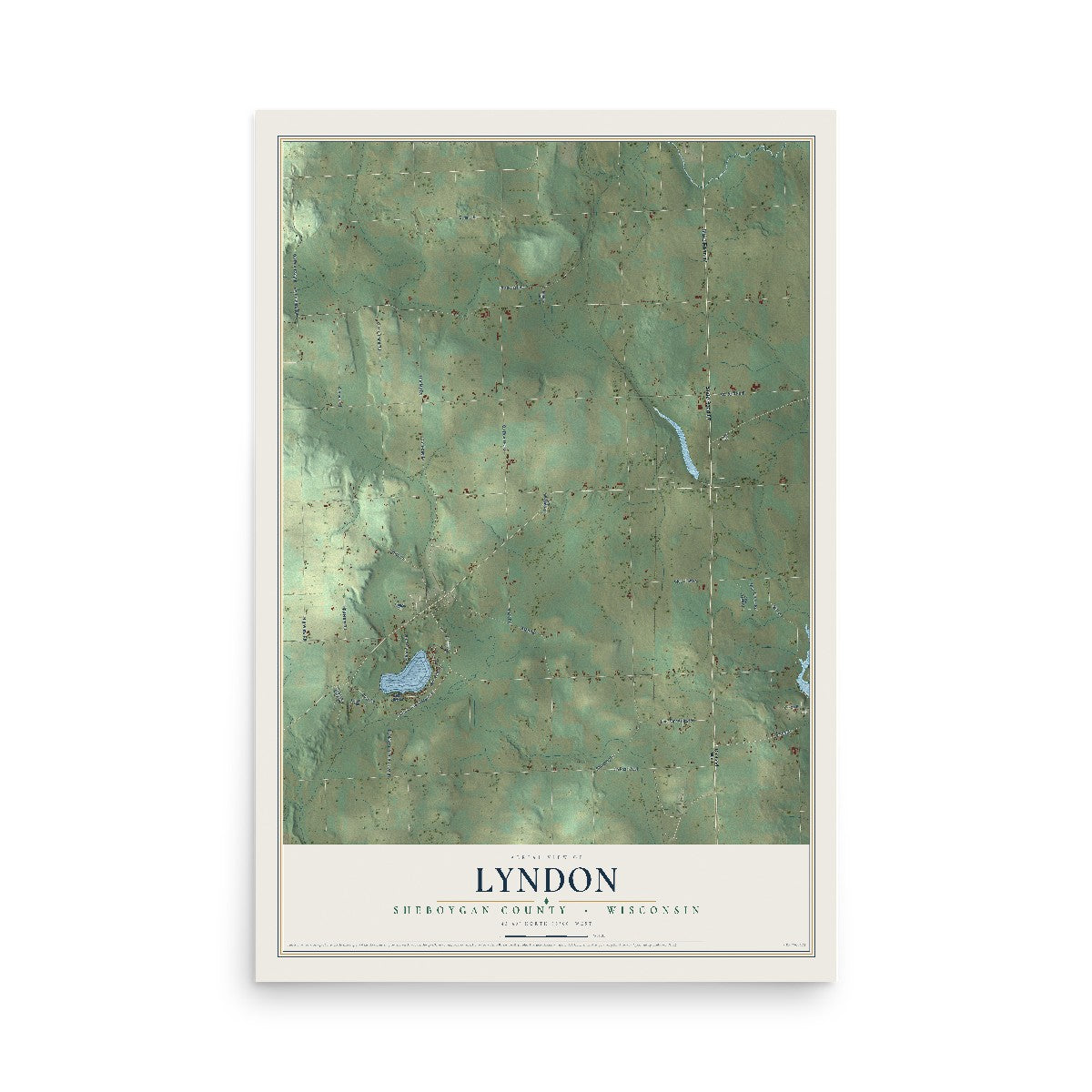Map of Lyndon, Sheboygan County, Wisconsin, 12 x 18 inch unframed archival matte print
