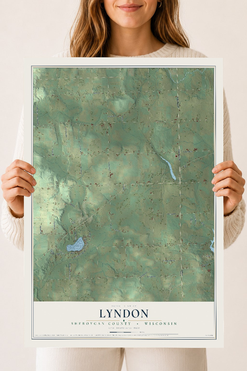 Map of Lyndon, Sheboygan County, Wisconsin, 18 x 24 inch unframed archival matte print