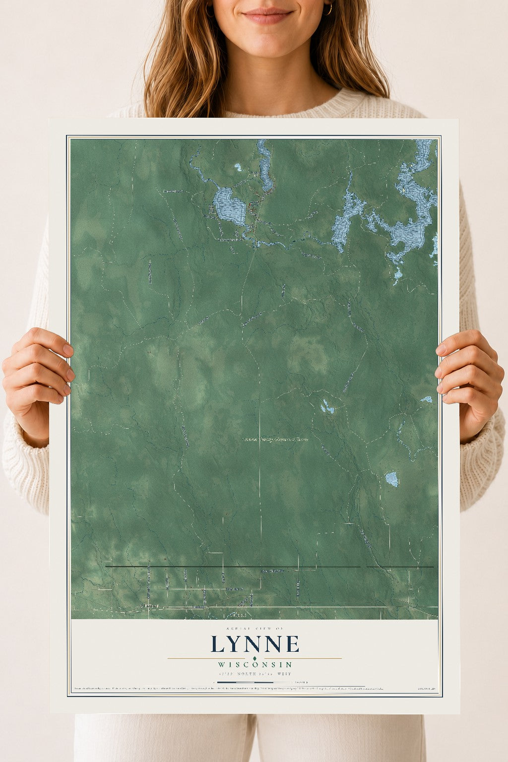Map of Lynne, Wisconsin, 18 x 24 inch unframed archival matte print