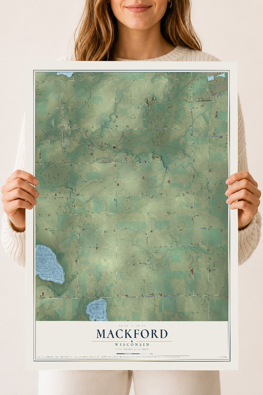 Map of Mackford, Wisconsin, 18 x 24 inch unframed archival matte print