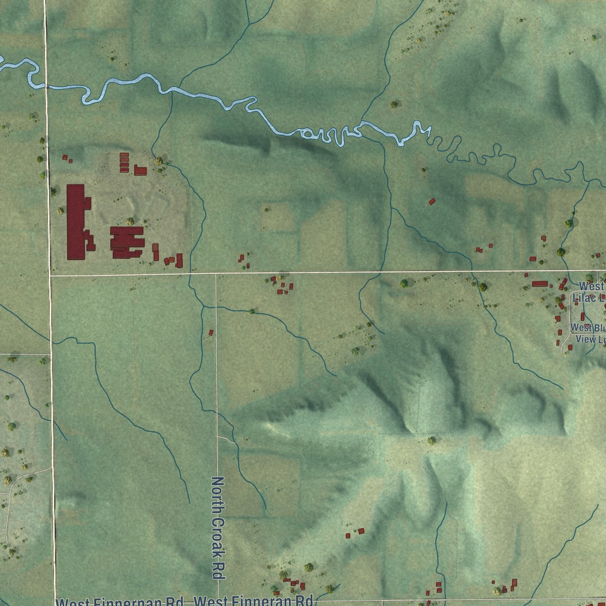 Close-up of the map of Magnolia, Wisconsin print showing street and building detail