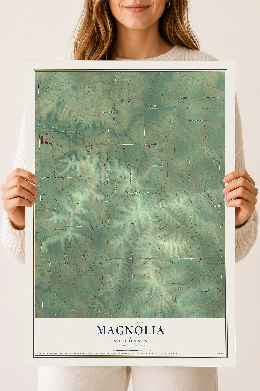 Map of Magnolia, Wisconsin, 18 x 24 inch unframed archival matte print