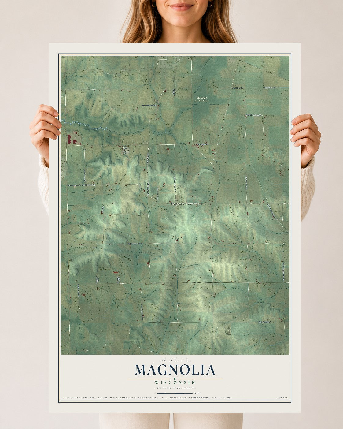 Map of Magnolia, Wisconsin, 24 x 36 inch unframed archival matte print