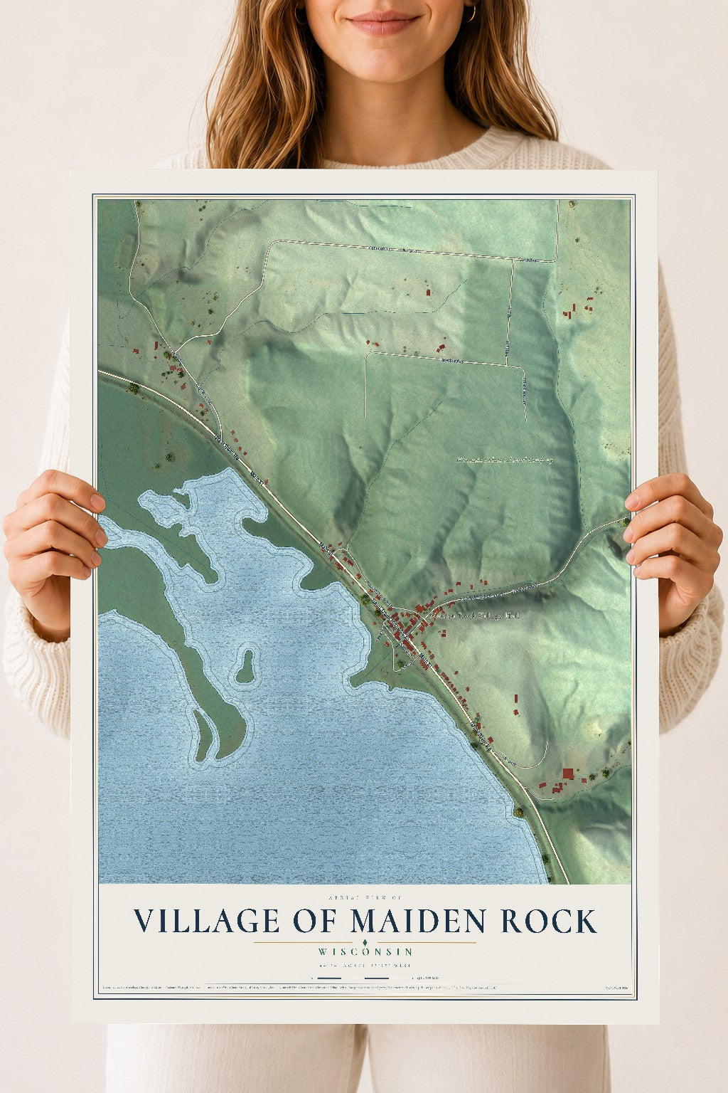Map of Maiden Rock, Wisconsin, 18 x 24 inch unframed archival matte print