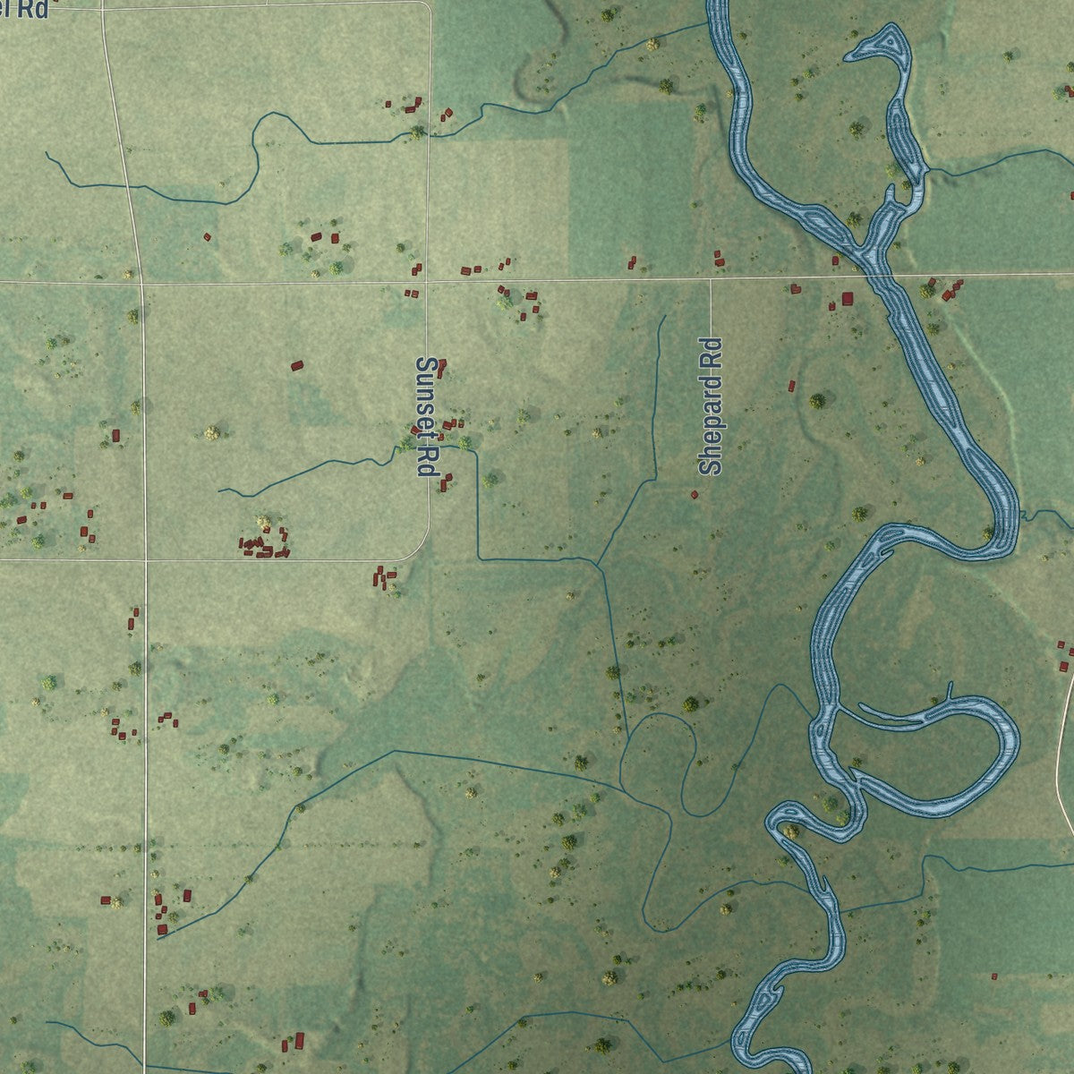 Second close-up of the map of Maine, Outagamie County, Wisconsin print showing more streets and buildings