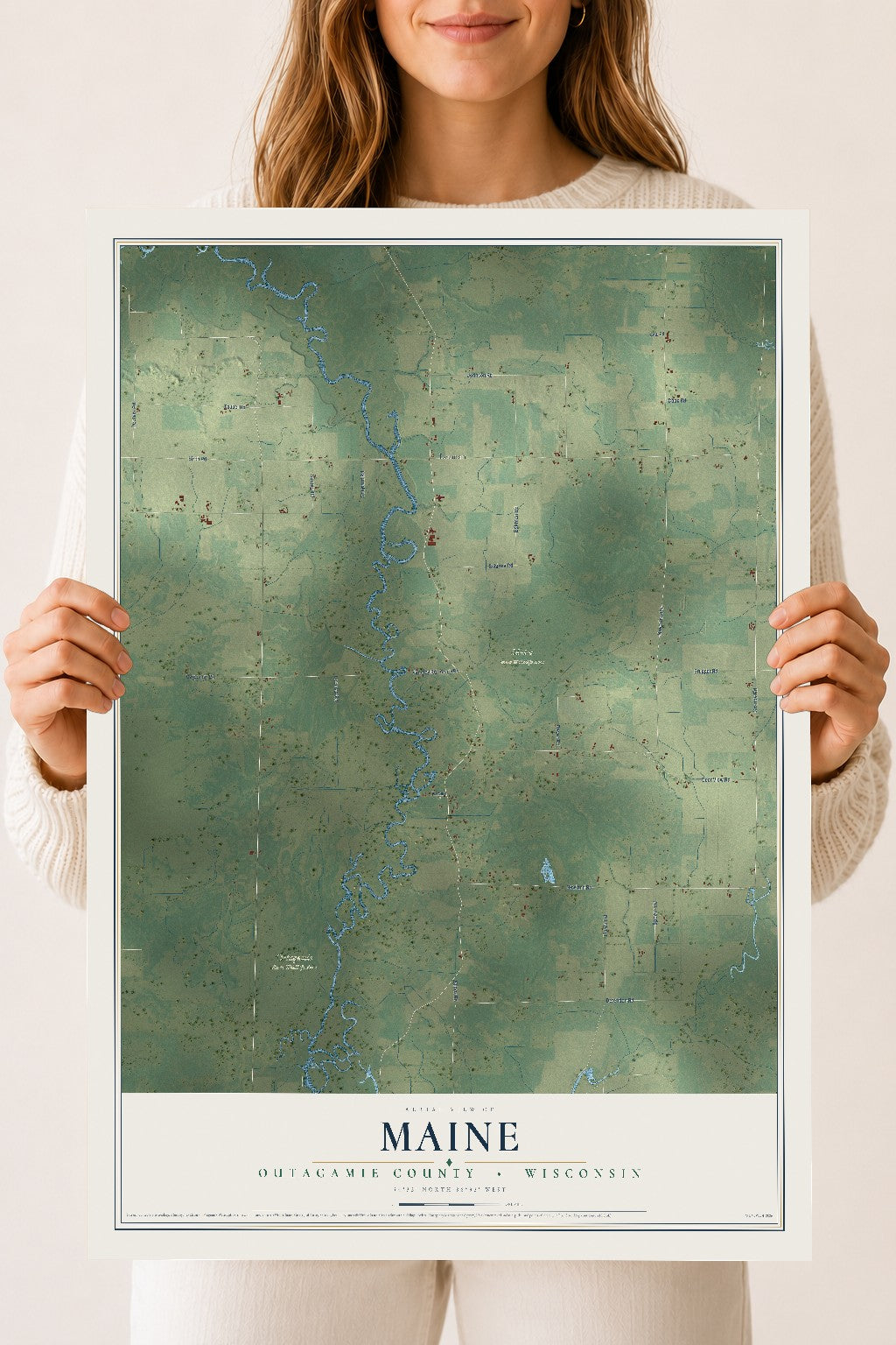 Map of Maine, Outagamie County, Wisconsin, 18 x 24 inch unframed archival matte print