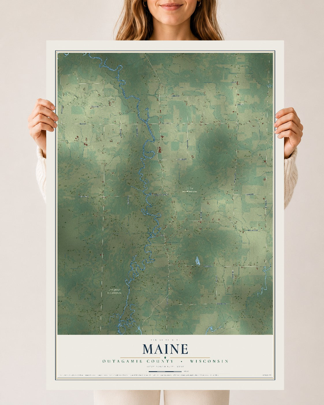 Map of Maine, Outagamie County, Wisconsin, 24 x 36 inch unframed archival matte print