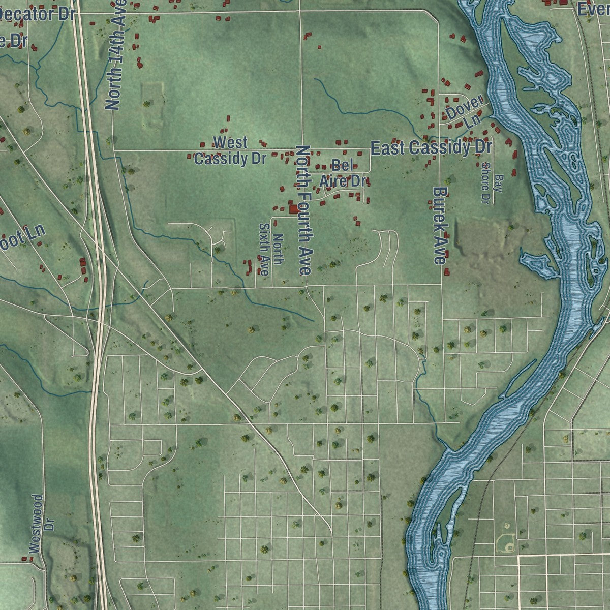 Close-up of the map of Maine, Marathon County, Wisconsin print showing street and building detail