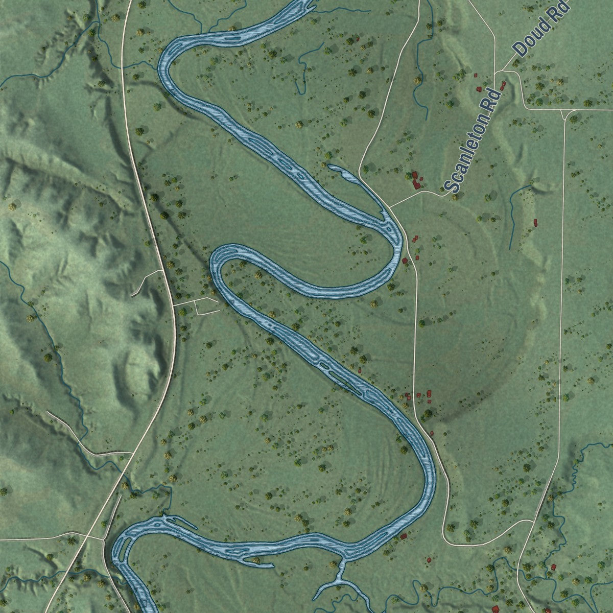 Close-up of the map of Manchester, Jackson County, Wisconsin print showing street and building detail