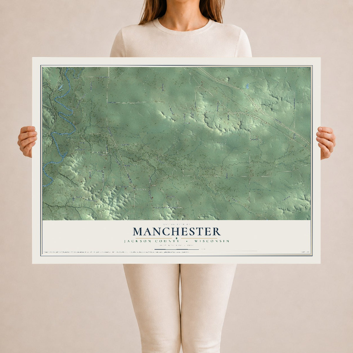 Map of Manchester, Jackson County, Wisconsin, 24 x 36 inch unframed archival matte print