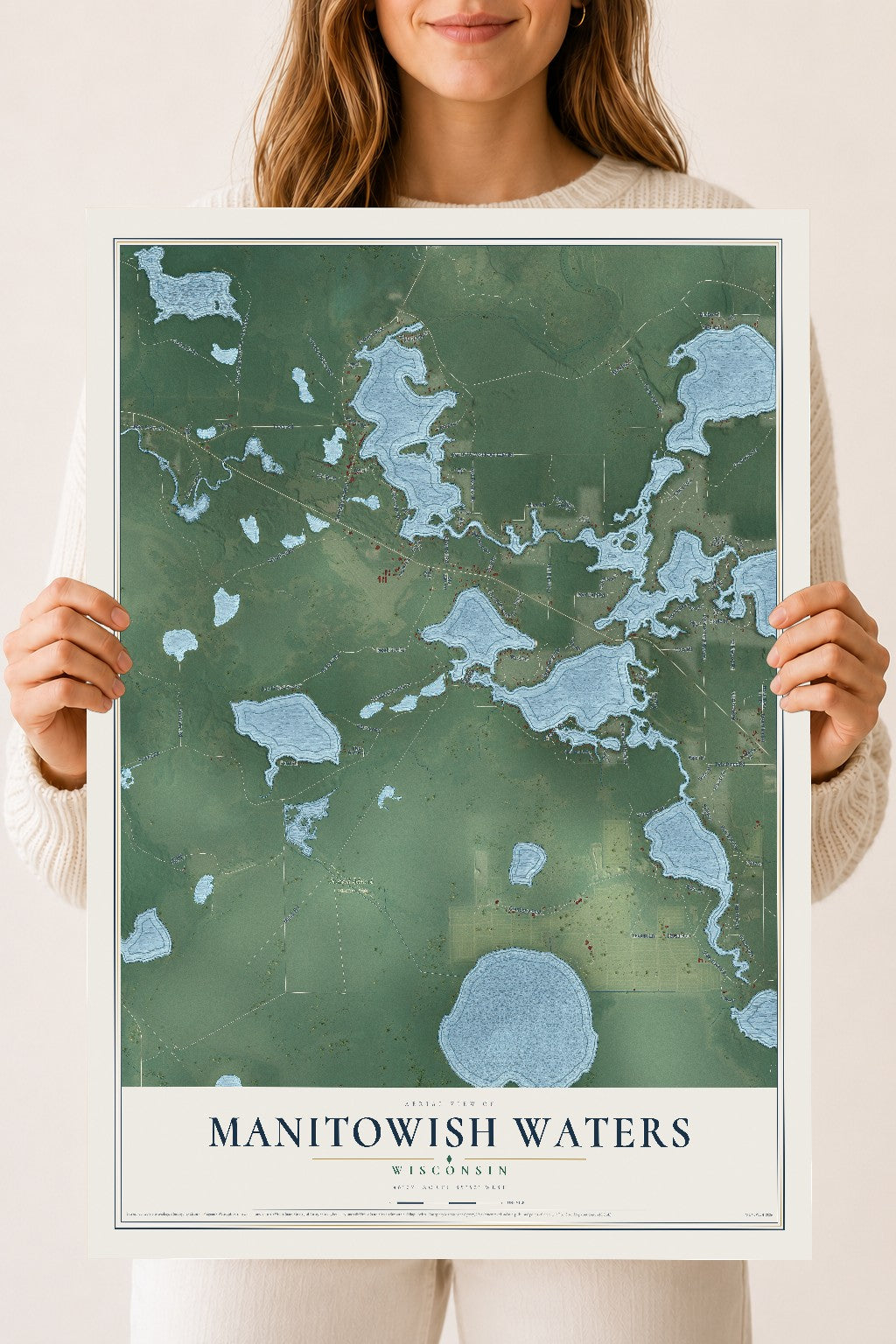 Map of Manitowish Waters, Wisconsin, 18 x 24 inch unframed archival matte print