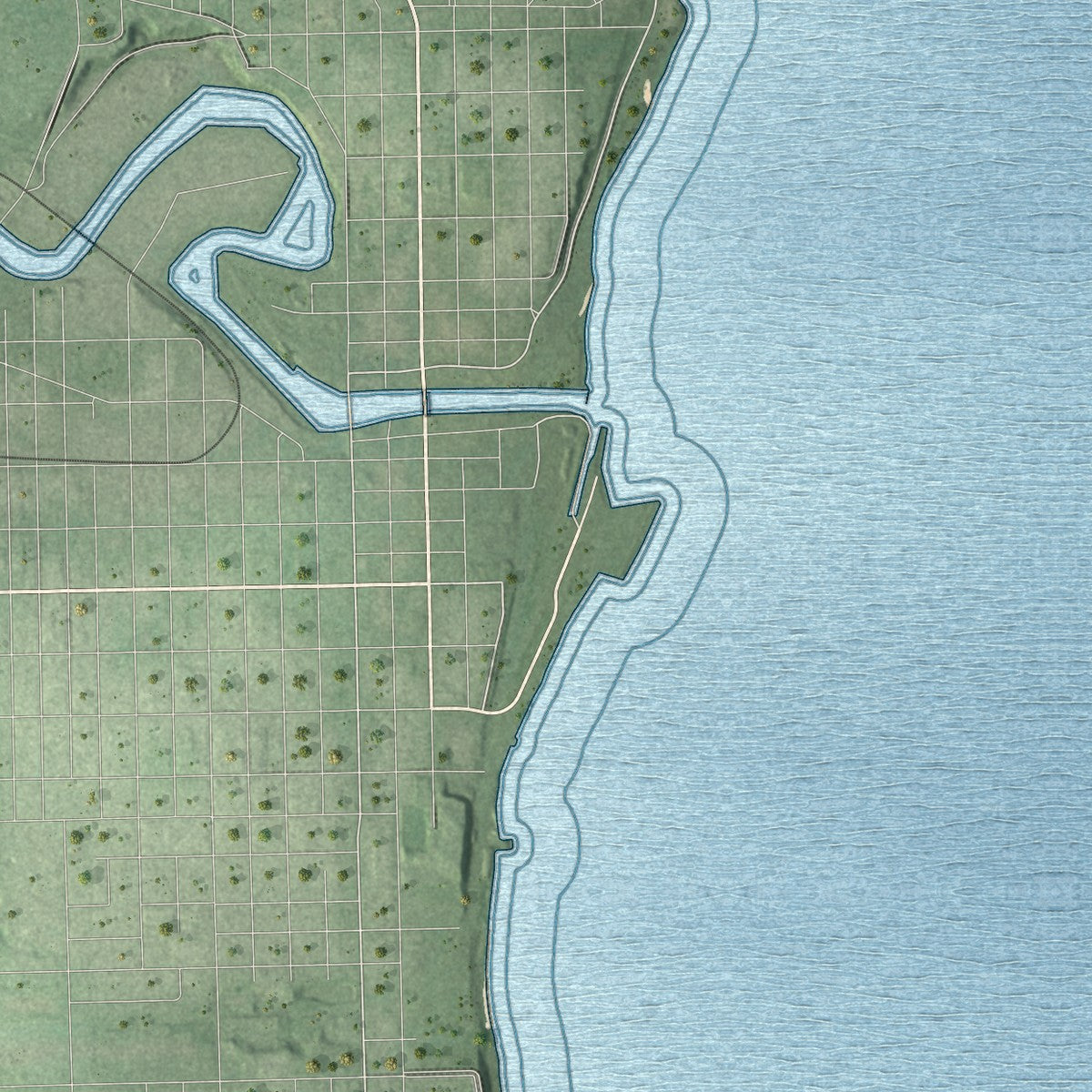 Close-up of the map of the Town of Manitowoc, Wisconsin print showing street and building detail
