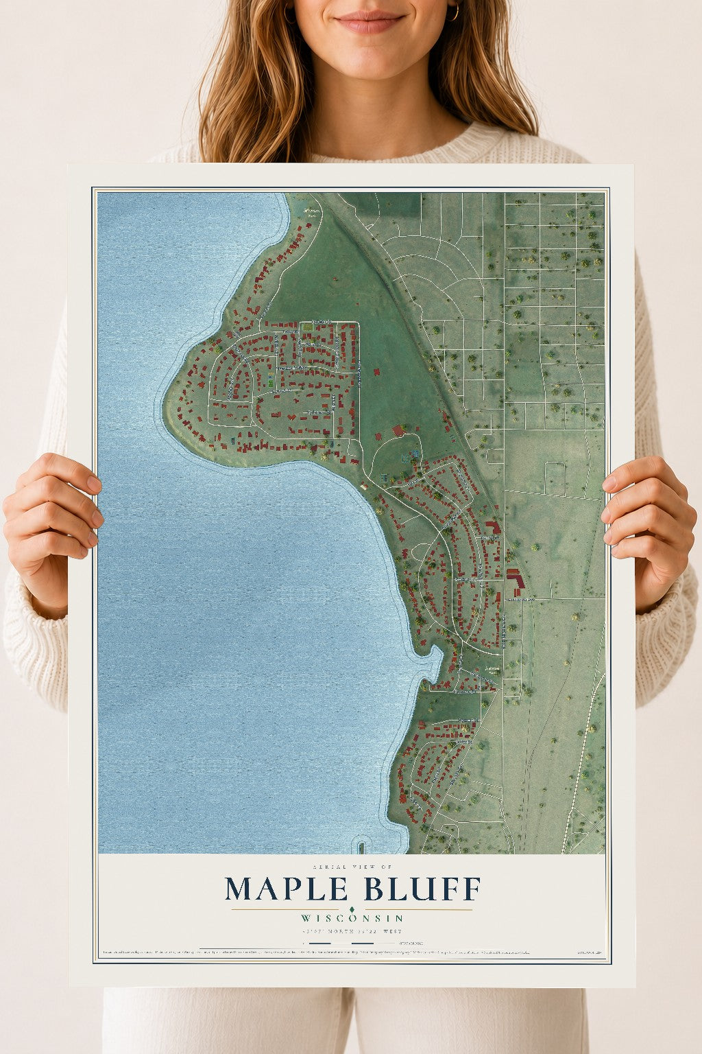 Map of Maple Bluff, Wisconsin, 18 x 24 inch unframed archival matte print