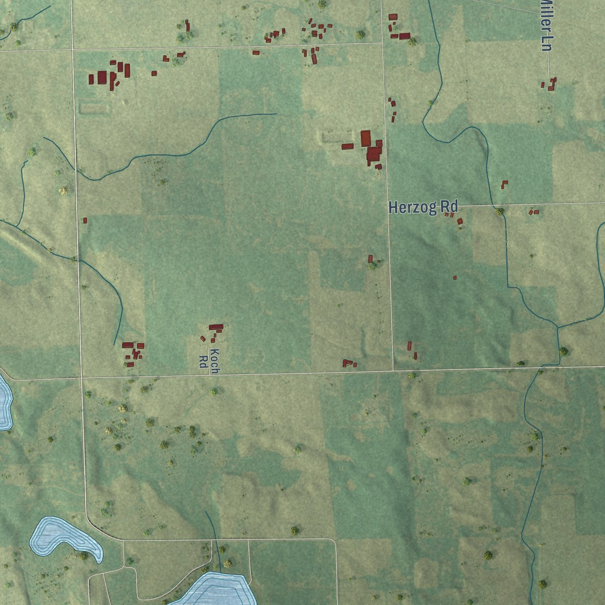 Second close-up of the map of Maple Grove, Manitowoc County, Wisconsin print showing more streets and buildings