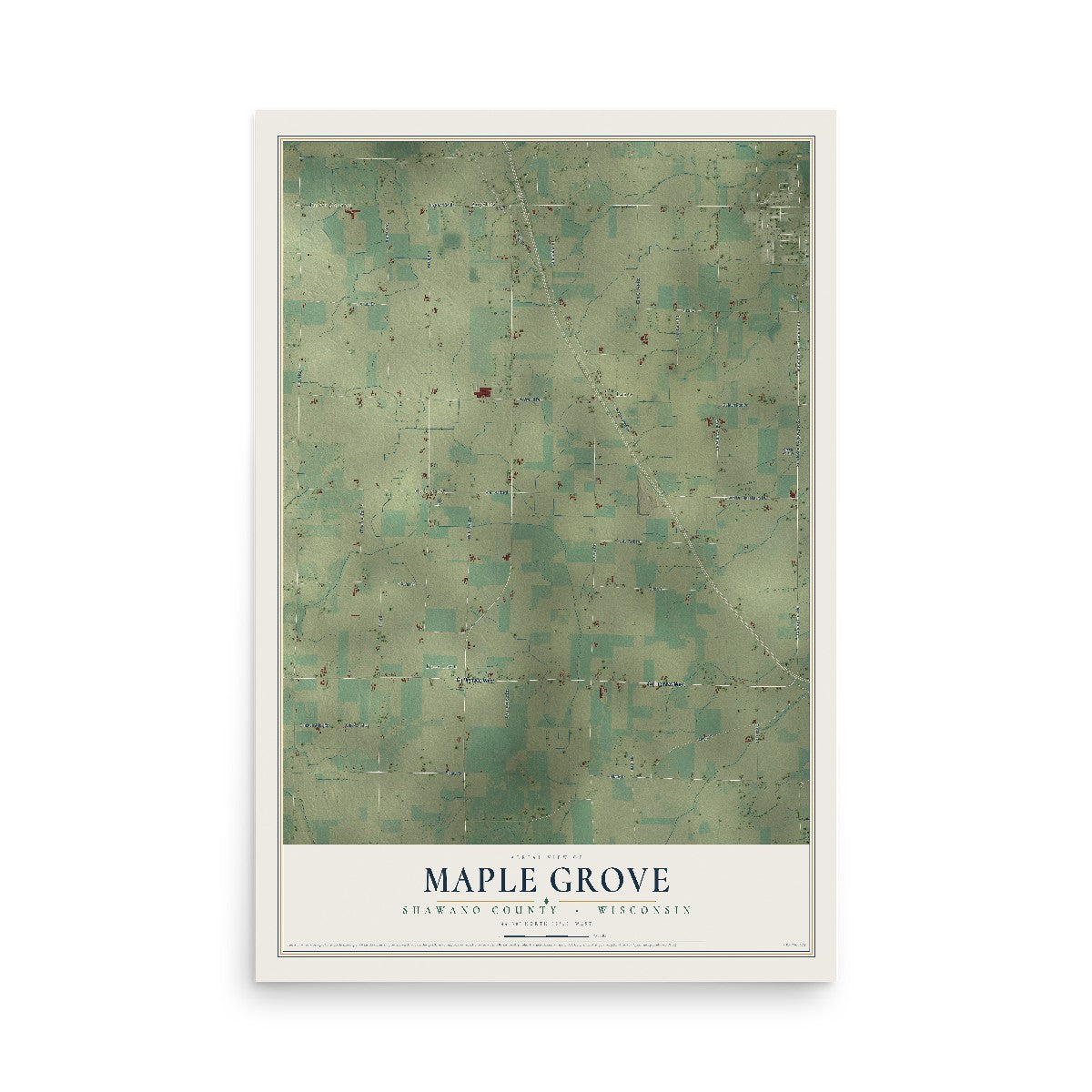 Map of Maple Grove, Shawano County, Wisconsin, 12 x 18 inch unframed archival matte print