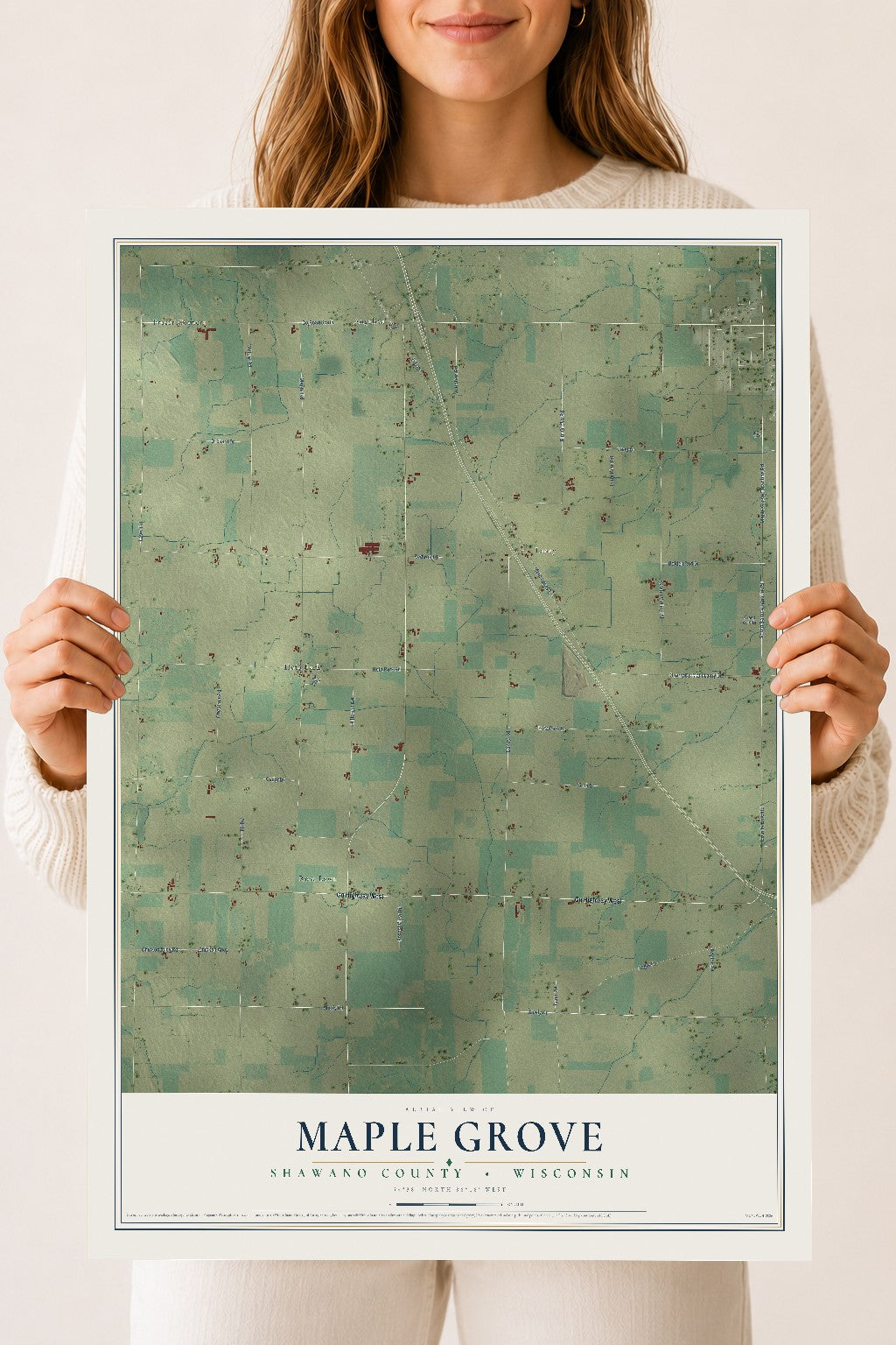 Map of Maple Grove, Shawano County, Wisconsin, 18 x 24 inch unframed archival matte print