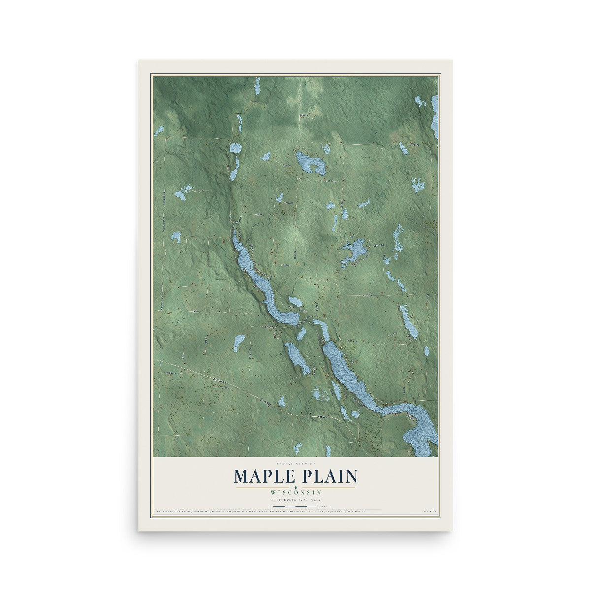 Map of Maple Plain, Wisconsin, 12 x 18 inch unframed archival matte print