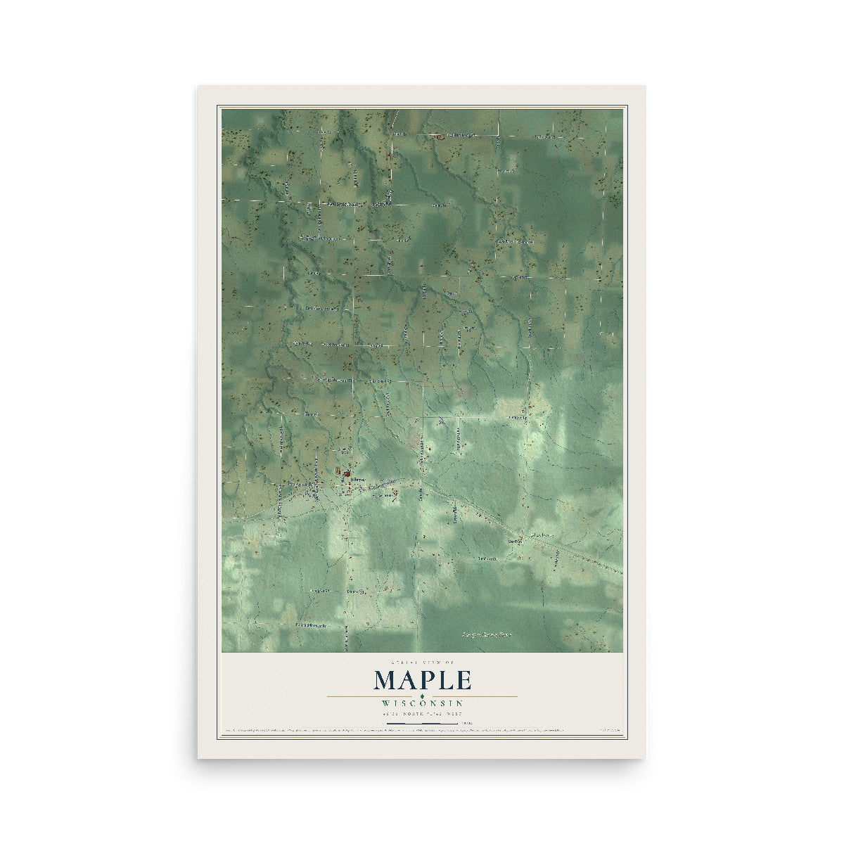 Map of Maple, Wisconsin, 12 x 18 inch unframed archival matte print