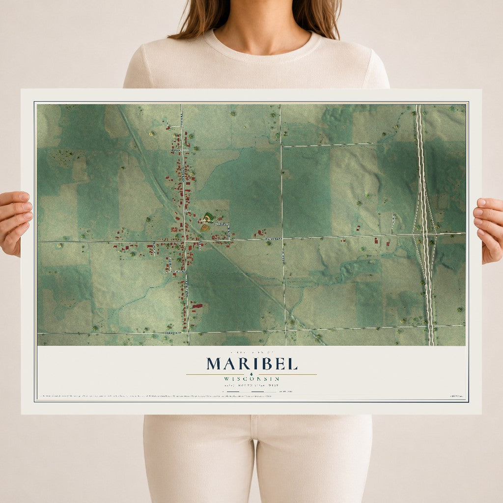 Map of Maribel, Wisconsin, 18 x 24 inch unframed archival matte print