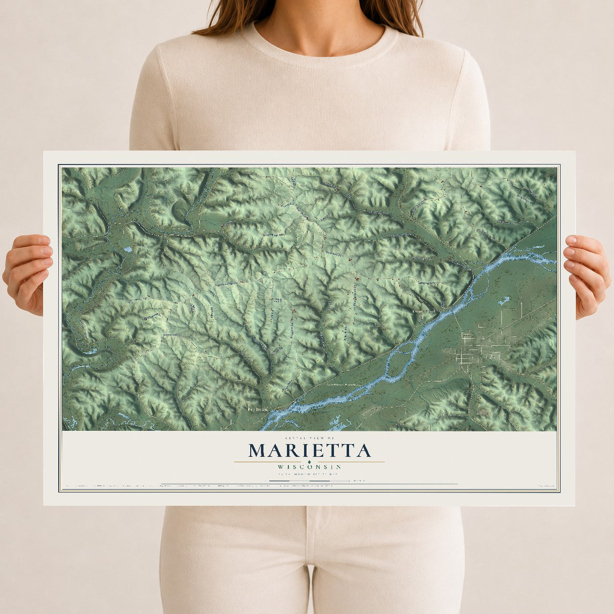 Map of Marietta, Wisconsin, 12 x 18 inch unframed archival matte print