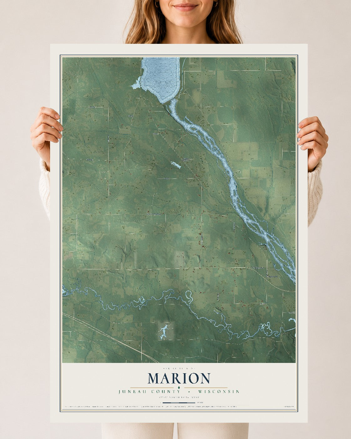Map of Marion, Juneau County, Wisconsin, 24 x 36 inch unframed archival matte print